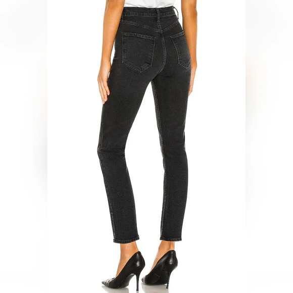 Agolde Riley High Rise Straight Crop Jeans in Panoramic Black Slim Straight 24 - Picture 2 of 16